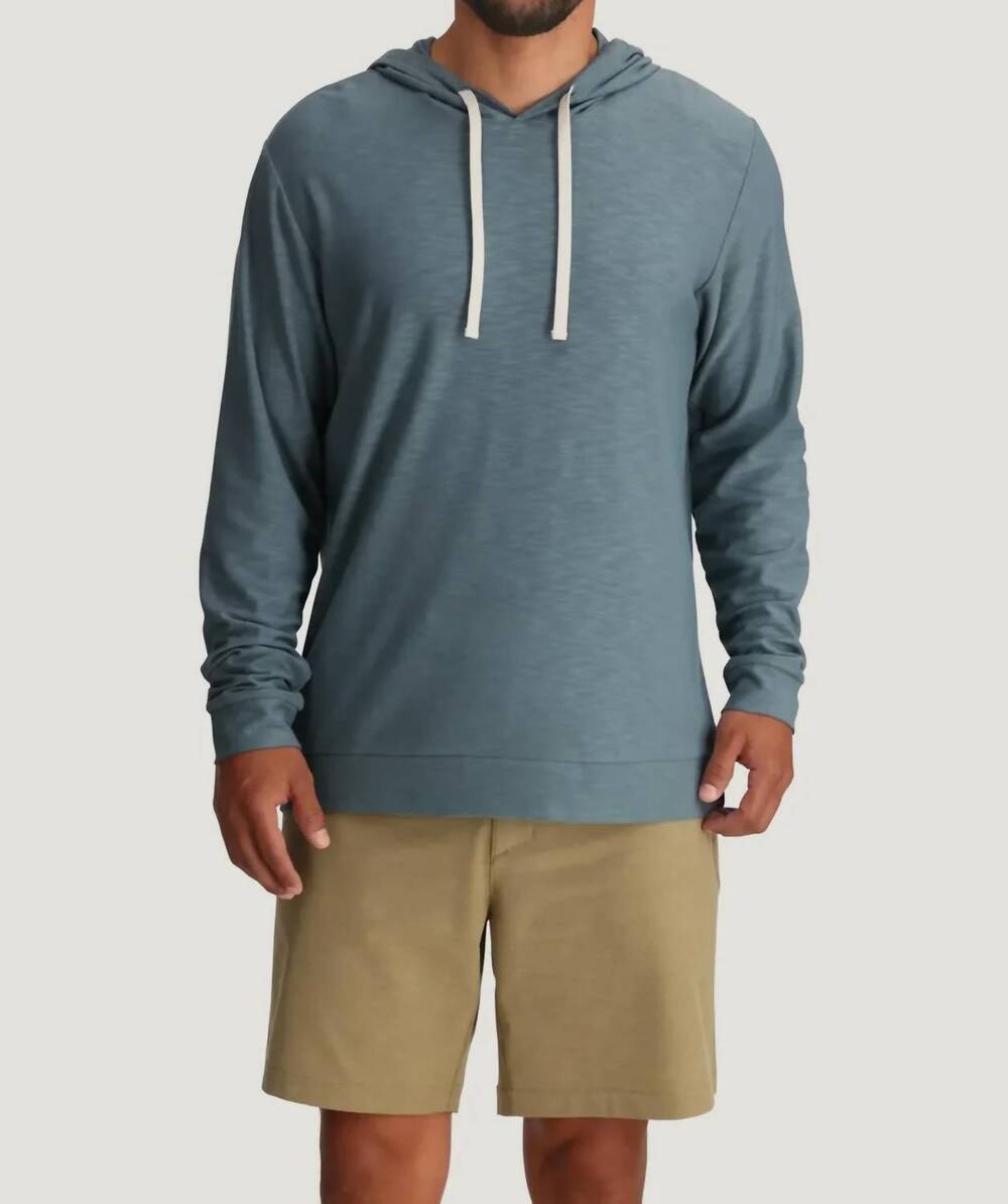 NEW FREE FLY men's bamboo slub hoodie ii in storm sea